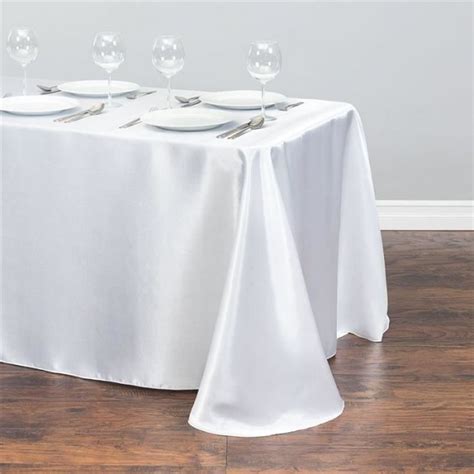 Blanc Nappe De Table Rectangulaire En Satin Blanc Vente En Gros 140cm