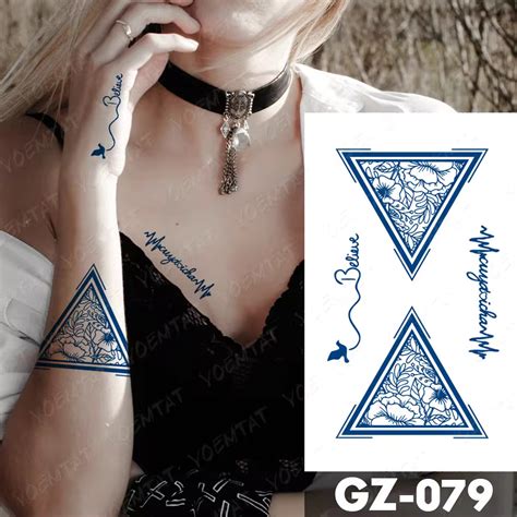 Mystic Triangle Floral Tattoo Serene Design Omg Temporary Tattoos