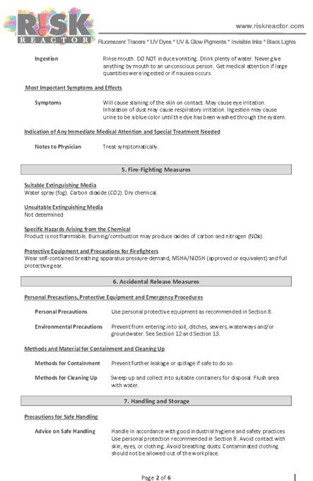 Safety Data Sheet Ifwb Orange Uv Liquid Fluorescent Dyes