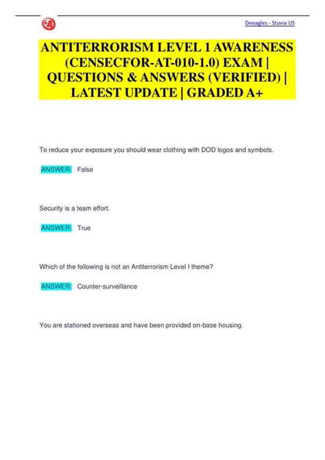 Antiterrorism Level 1 Answers: A Complete Study Guide For Success 3