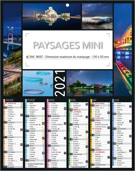 Calendrier Bancaire Paysages Mini Publicitaire