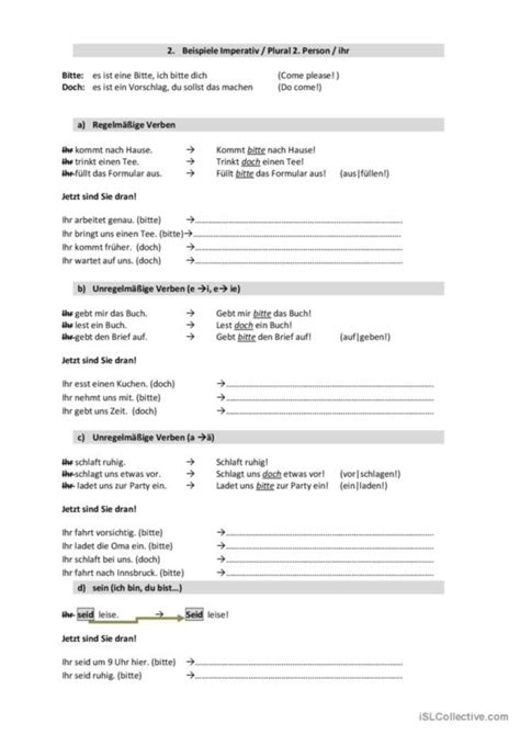 145 Imperativ Deutsch Daf Arbeitsblätter Pdf And Doc