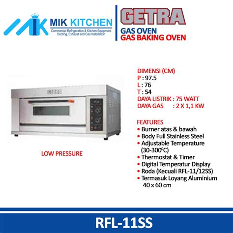 Jual GETRA RFL 11SSGC Low Pressure Gas Oven Gas Baking Oven