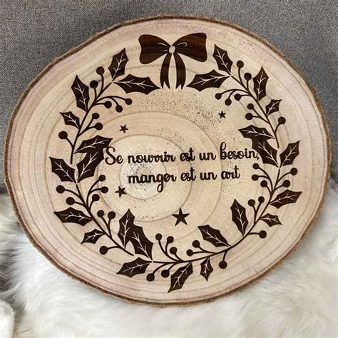 Dessous De Plat Rondin De Bois Décoré Personnalisé