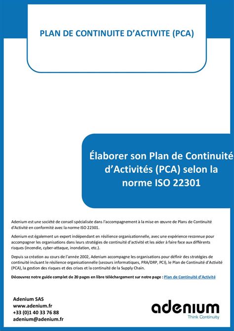 Calaméo Guide Plan De Continuité D Activité par Adenium