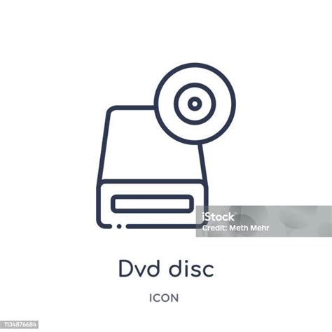 음악 및 미디어 개요 컬렉션에서 Dvd 디스크 아이콘입니다 얇은 라인 Dvd 디스크 아이콘 흰색 배경에 고립입니다 디비디에 대한