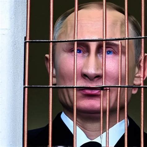 Vladimir Putin With Handcuffs Behind Bars Ugly Stable Diffusion