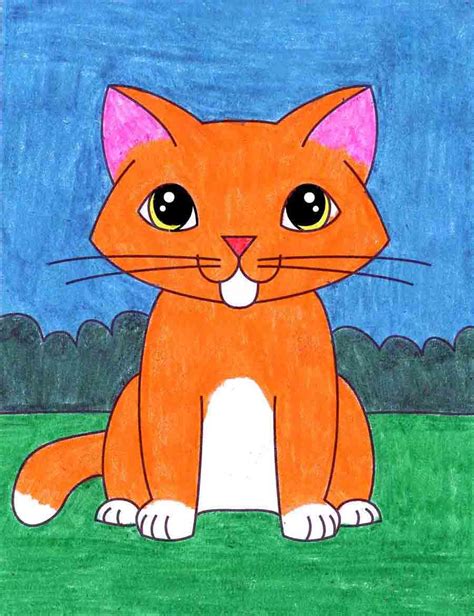 Easy How to Draw a Kitten Tutorial and Kitten Coloring Page — JINZZY