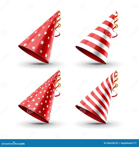 Party Hat Set Isolated On A White Birthday Hat Set Vector Fun