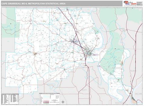 Cape Girardeau, MO Metro Area Wall Map Premium Style by MarketMAPS