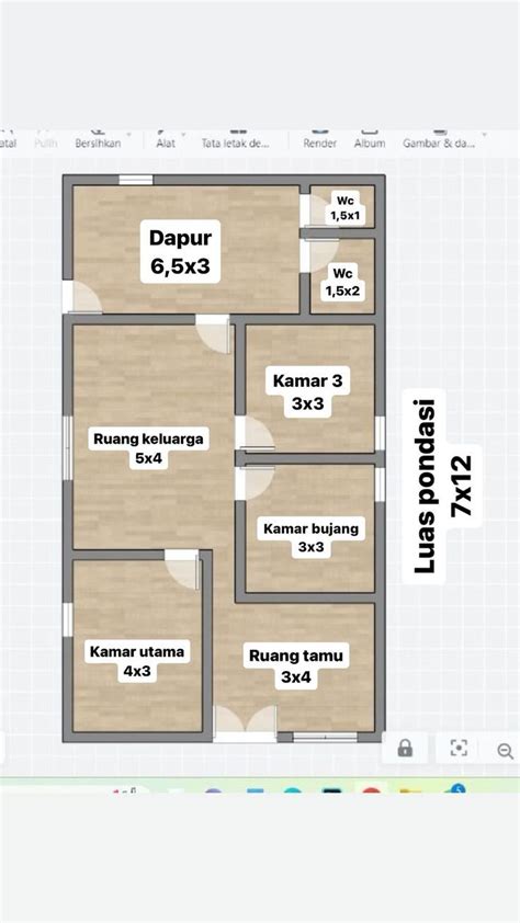 Pin Oleh Izarra Di Desain Rumah Di Denah Rumah Tiga Kamar Tidur