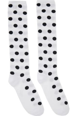 White Black Polka Dots Socks By Marni On Sale