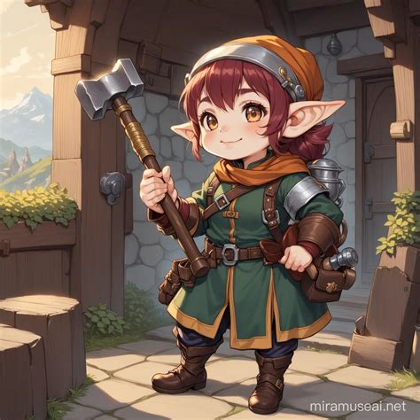 Halfling Artificer With Hammer In Fantasy Setting Muse Ai