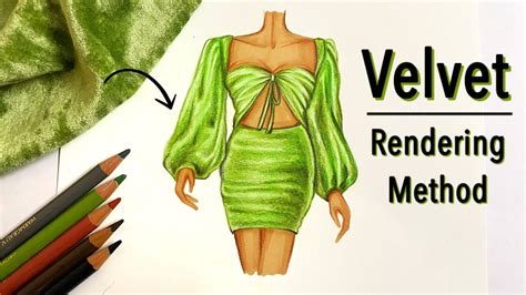 Velvet Rendering Tutorial Pencil Blending Fashion Illustration