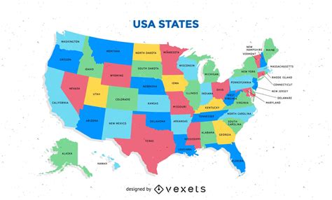 Mapa De Estados Unidos Colorido Libre Con Estados Vector - Descargar Vector