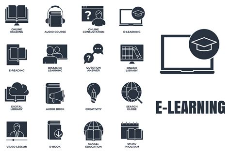 Set Of E Learning Online Education Icon Logo Vector Illustration