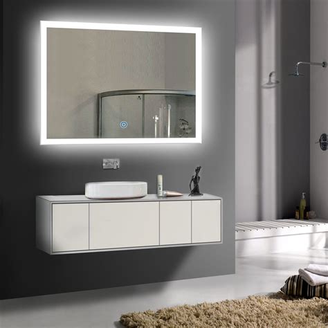 X In Horizontal Led Bathroom Silvered Mirror With Touch Button