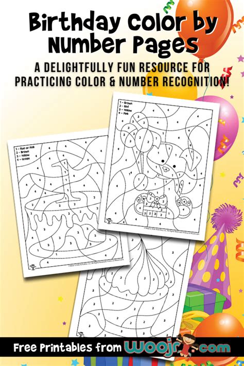 Birthday Color By Number Pages Woo Jr Kids Activities Childrens