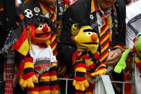 colourful german fans brought muppet puppets editorial stock photo