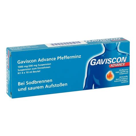 Gaviscon Advance Pfefferminz Suspension 4x10 Milliliter Medpex