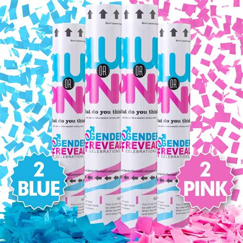 Buy Premium Gender Reveal Confetti Cannon Set Of 4 Mixed 2 Blue 2