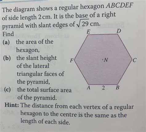 Solved The Diagram Shows A Regular Hexagon Abcdef Of Side Length Cm