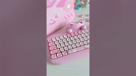 Pink Cat Keyboard 🎀 Yunzii C68 Kawaii Pink Cute Aesthetic Keyboard