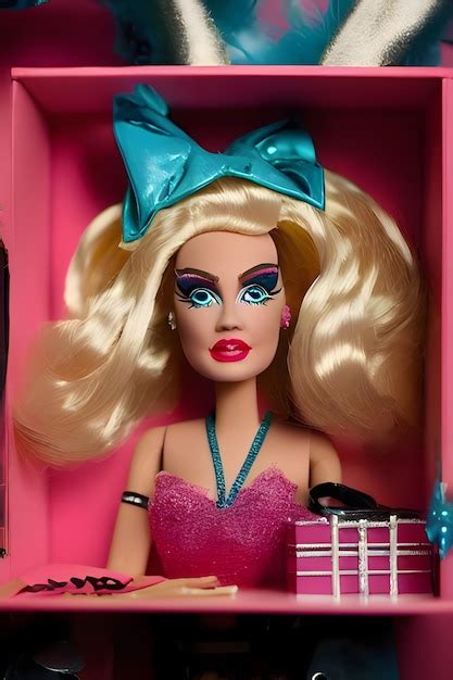 Premium Ai Image Barbie Caricature In Cardboard Box