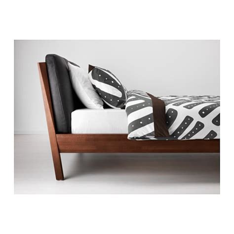 Ikea Stockholm Solid Wood And Leather Queen Bed Frame Aptdeco