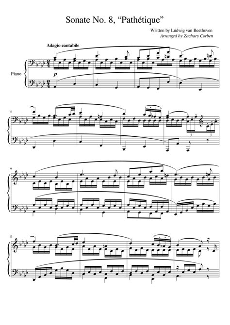 Sonate No 8 Pathetique 2nd Movement Opus 13 By Ludwig Van Beethoven Piano Solo Digital