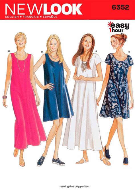 New Look 6352 Womens Dress Sewing Pattern Pattern Dress Women Dress Patterns Sewing Dresses