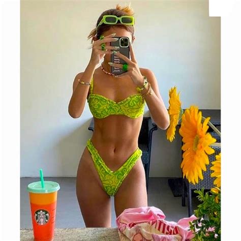 Swim Pc Bikini Set Ruffle Lettuce Trim Retro Floral Nwt Poshmark