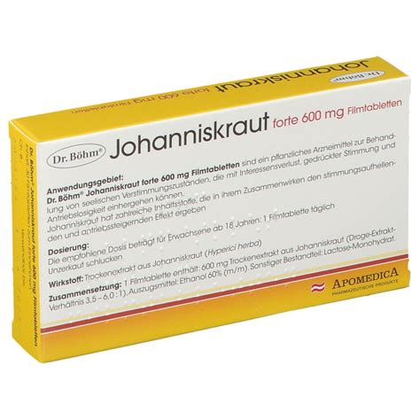 Dr B Hm Johanniskraut Mg Forte Filmtabletten St Shop Apotheke At