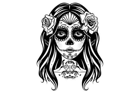 Girl Sugar Skull Coloring Page For Adult Graphic By Forhadx5 · Creative Fabrica