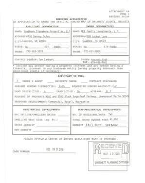 Fillable Online ATTACHMENT SA PAGE 1 REVISED 10 99 REZONING APPLICATION