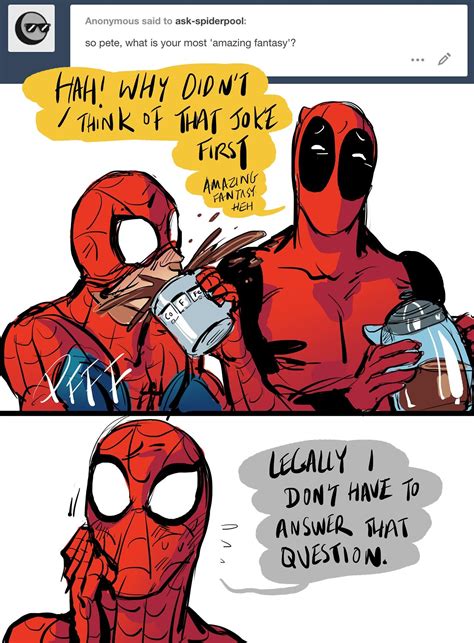 Spideypool ️💛💚💙💜 Deadpool And Spiderman Deadpool X Spiderman Spideypool