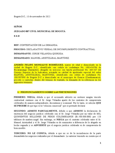 Contestación De La Demanda Pdf