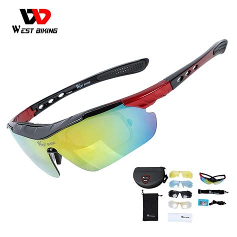 West Biking Cycling Glasses Polarized Bike Bicycle Sunglasses 5 Lens