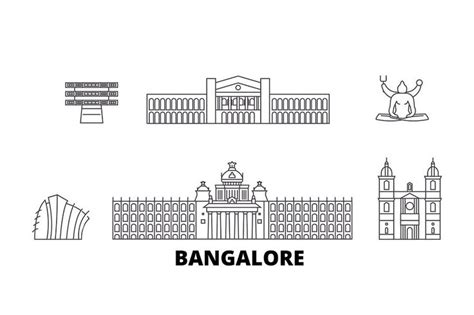 India Bangalore Line Travel Skyline City Drawing Bangalore Skyline