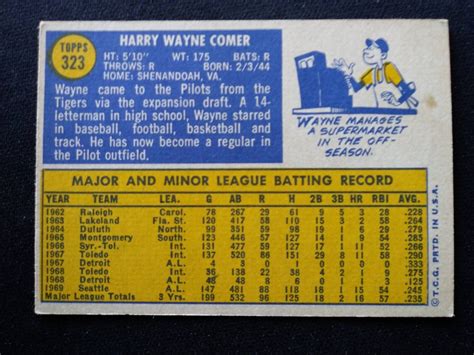 Topps Baseball Card Wayne Comer Seattle Pilots Ebay