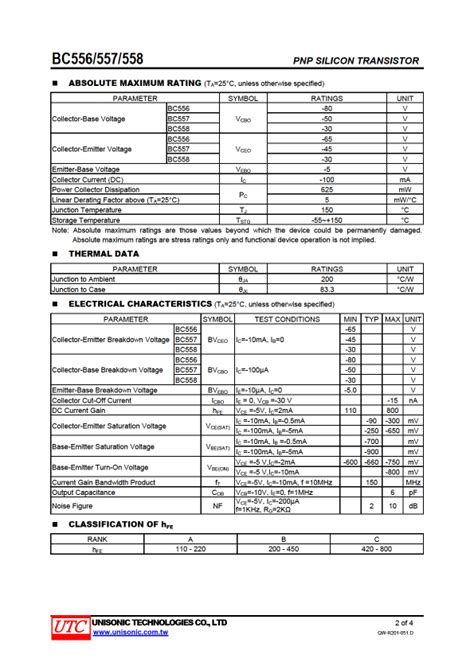 Bc Datasheet Pdf Pnp Silicon Transistor