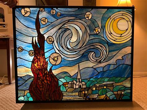 Starry Night Van Gogh in Stained Glass Etsy Canada 공예 아이디어 공예 아이디어