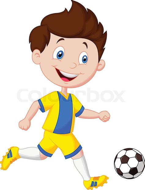 Cartoon Boy Fußball Spielen Stock Vektor Colourbox