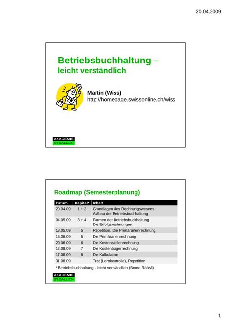 Pdf Betriebsbuchhaltung Homepage Swissonline Ch Wiss Daten Akademie