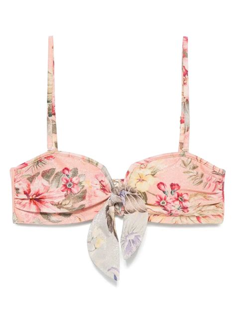 ZIMMERMANN Floral Print Bikini Top Pink FARFETCH UK