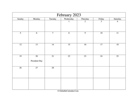 February 2023 Printable Calendar With Holidays