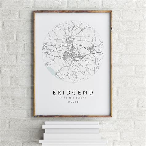 Bridgend Map Bridgend Wales City Map Home Town Map - Etsy