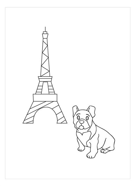 La Ni A Paseando Al Perro Y La Torre Eiffel En Par S Para Colorear