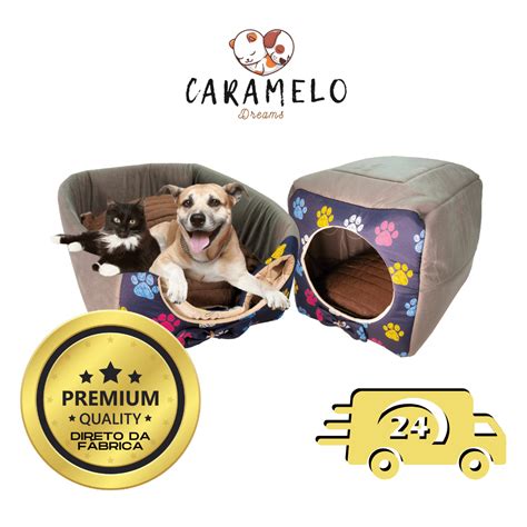 Cama Toca Iglu 3 Em 1 Suede Almofada Tamanho P Para Cachorro E