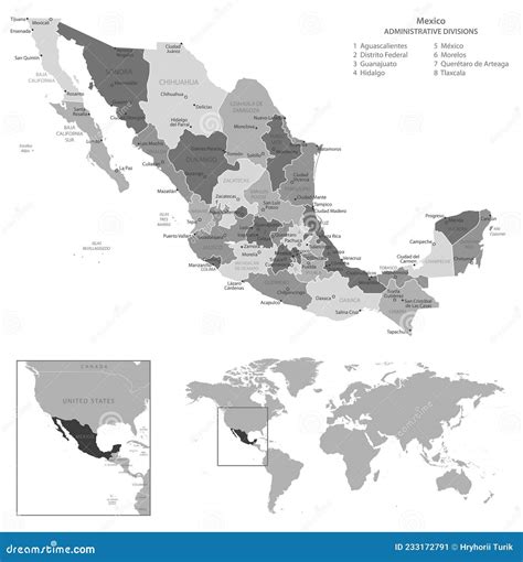 Mexico Highly Detailed Political Map With National Flag Vector Illustration